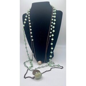 Julio Designs Frosted Glass Bead Necklace Multi Strand Boho Statement